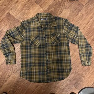 Salty Crew navy blue and dark yellow Plaid Shirt